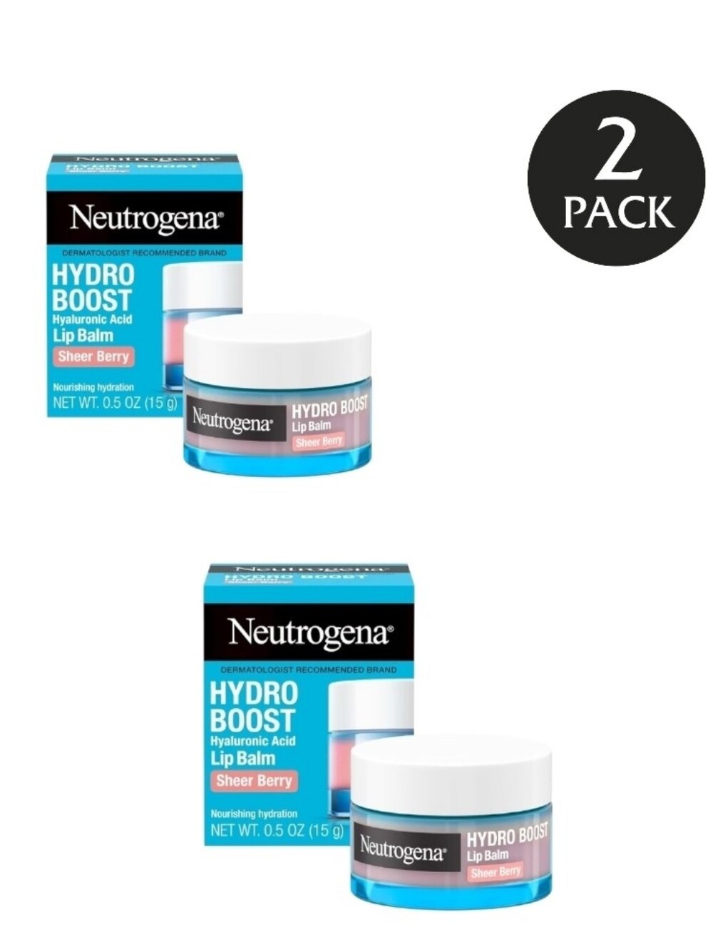 Neutrogena Hydro Boost Lip Balm - Sheer Berry Pink Set Of 2